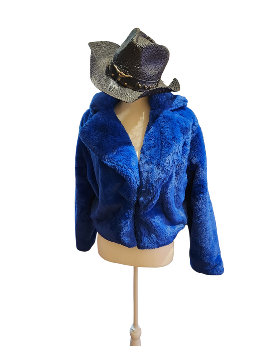 Blue fur jacket